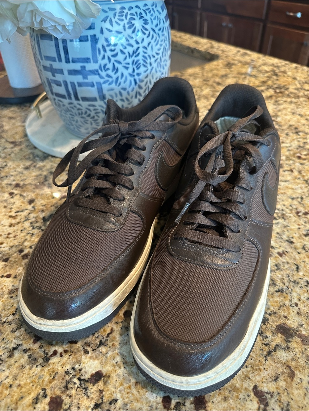 Nike Men's Dark Brown Air Force One Gore Tex Low-Top Sneakers